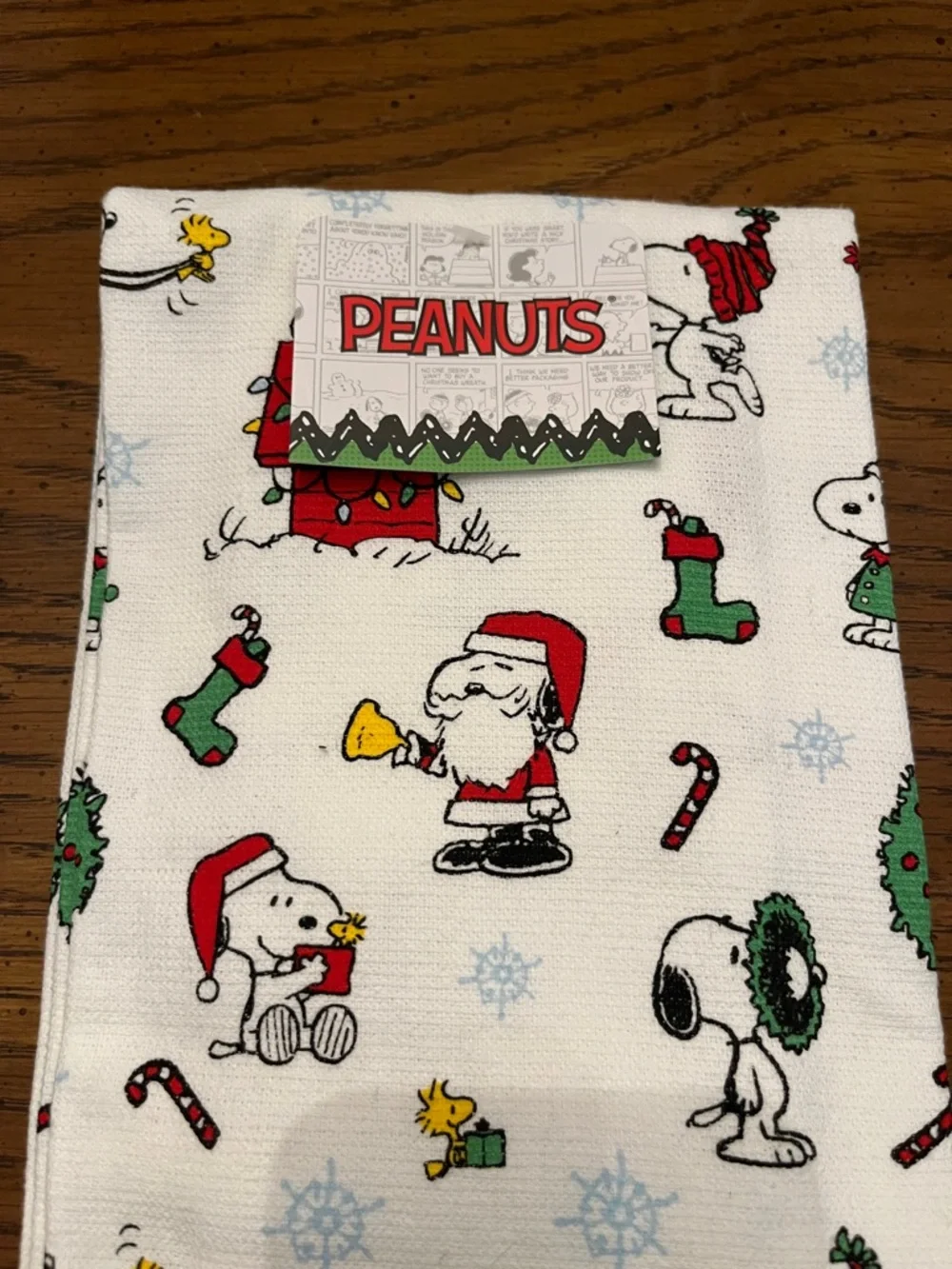 Peanuts Holiday Snoopy Kitchen‎ Towel - White, Red, Green